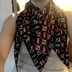 FENDI brown silky scarf